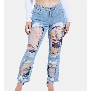 Guess Arlesia organza insert straight leg jeans sz 27